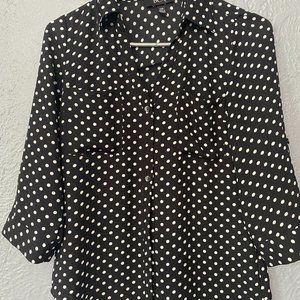 Black Polka Dot 3/4 Sleeve Blouse